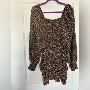 Body con ruched long sleeve dress